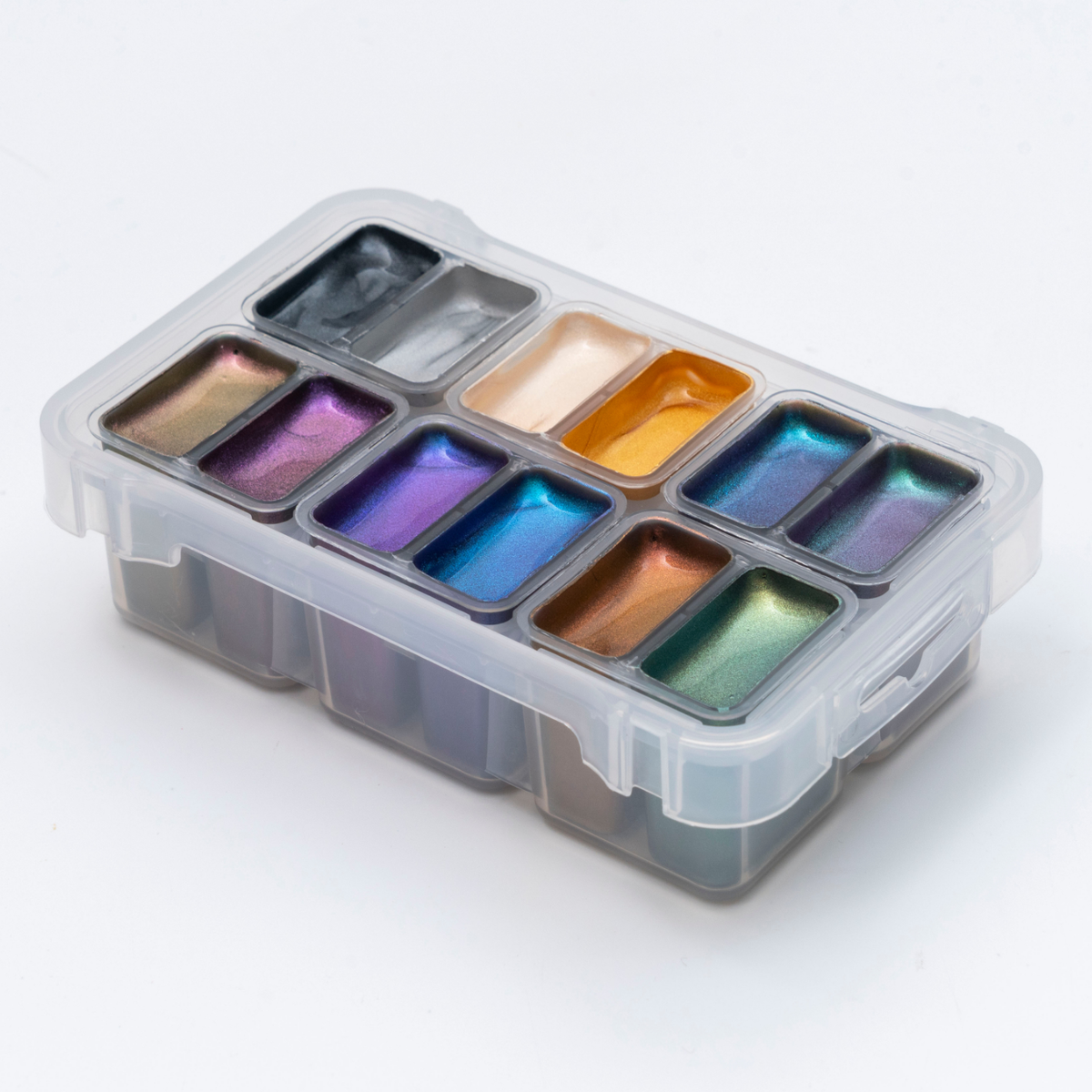 HIMI Twin Cup Jelly Gouache Paint Set 12 x 12ml - 8 Chameleon + 4 Metallic