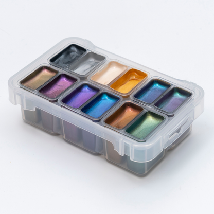 HIMI Twin Cup Jelly Gouache Paint Set 12 x 12ml - 8 Chameleon + 4 Metallic