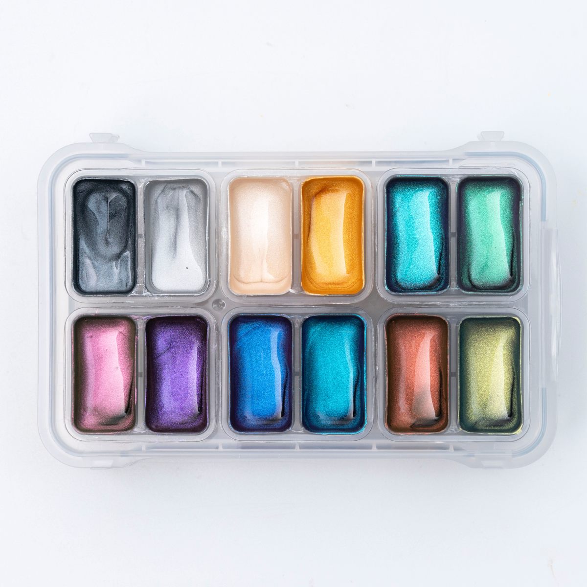 HIMI Twin Cup Jelly Gouache Paint Set 12 x 12ml - 8 Chameleon + 4 Metallic