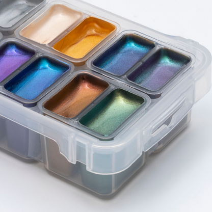HIMI Twin Cup Jelly Gouache Paint Set 12 x 12ml - 8 Chameleon + 4 Metallic