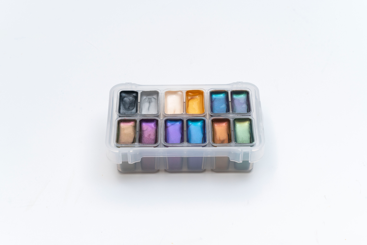 HIMI Twin Cup Jelly Gouache Paint Set 12 x 12ml - 8 Chameleon + 4 Metallic