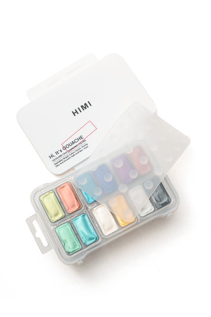 HIMI Twin Cup Jelly Gouache Paint Set 12 x 12ml - 8 Chameleon + 4 Metallic