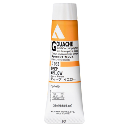 Holbein Acrylic Gouache 20ml Series A 33 Deep Yellow