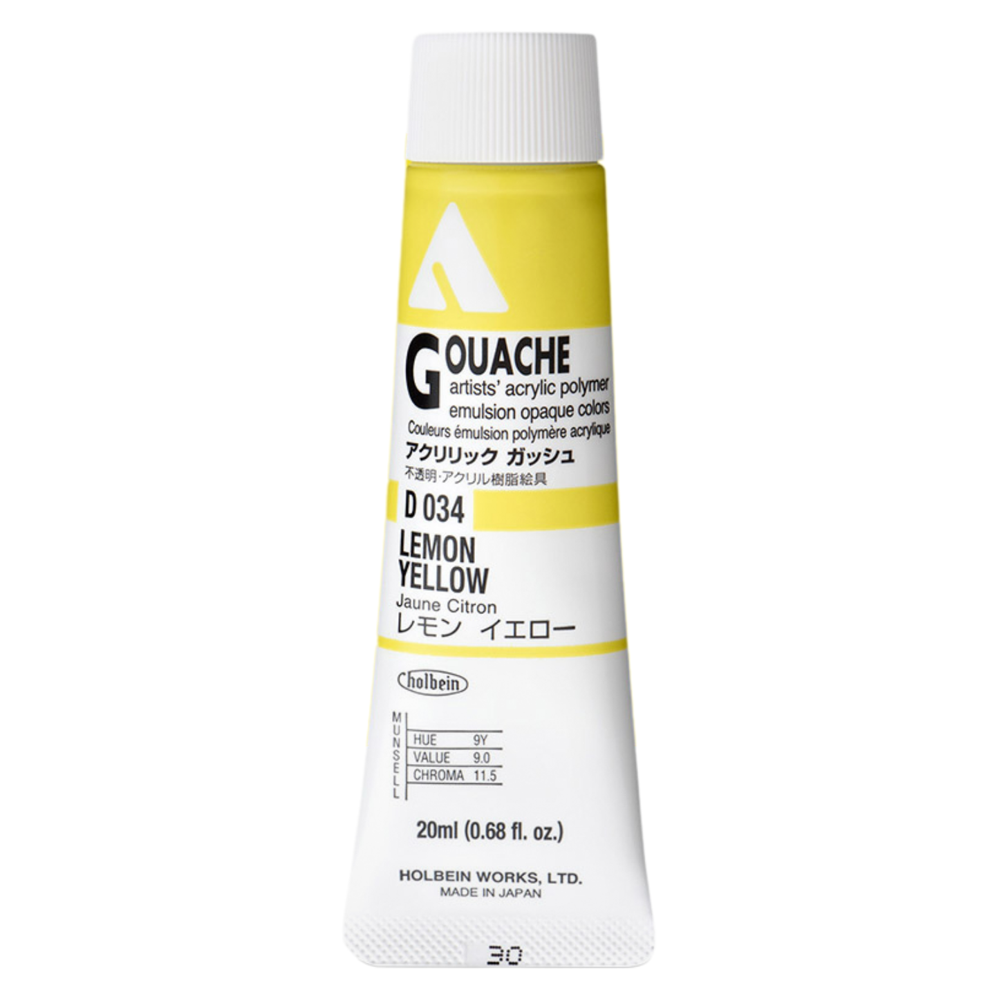 Holbein Acrylic Gouache 20ml Series A 34 Lemon Yellow