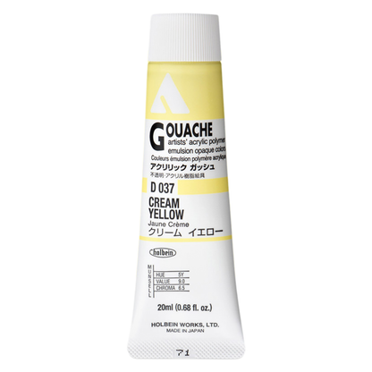Holbein Acrylic Gouache 20ml Series A 37 Cream Yellow