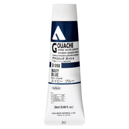 Holbein Acrylic Gouache 20ml Series A 98 Navy Blue