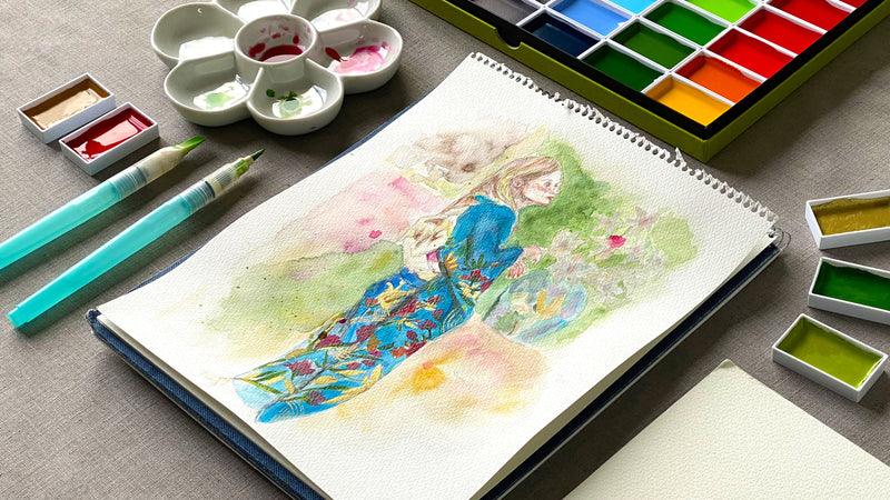 Kuretake Gansai Tambi Watercolour Set 12 Colours - Palette 1