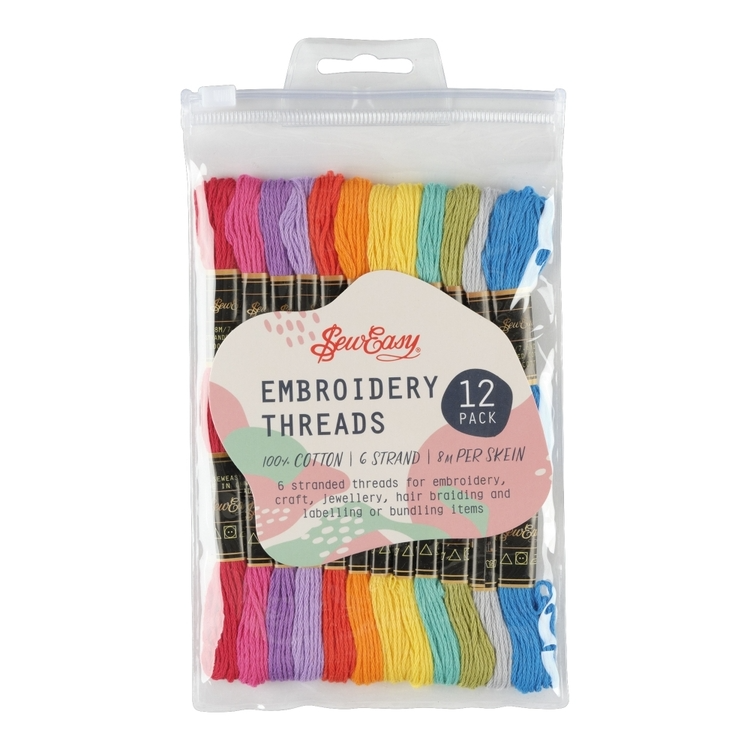 Sew Easy Embroidery Threads 8m x 12 Skein - Bright