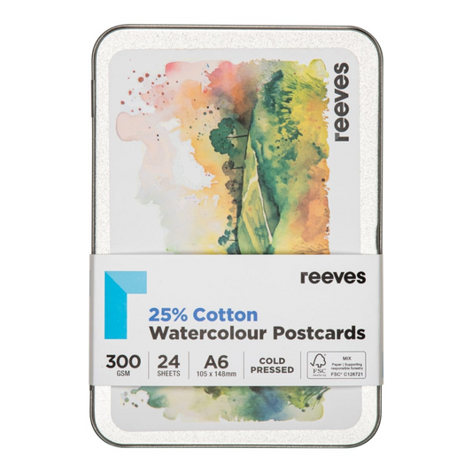 Reeves A6 Watercolour Postcard Tin of 24 sheets