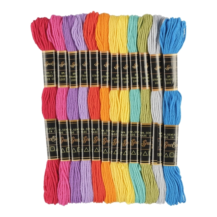 Sew Easy Embroidery Threads 8m x 12 Skein - Bright
