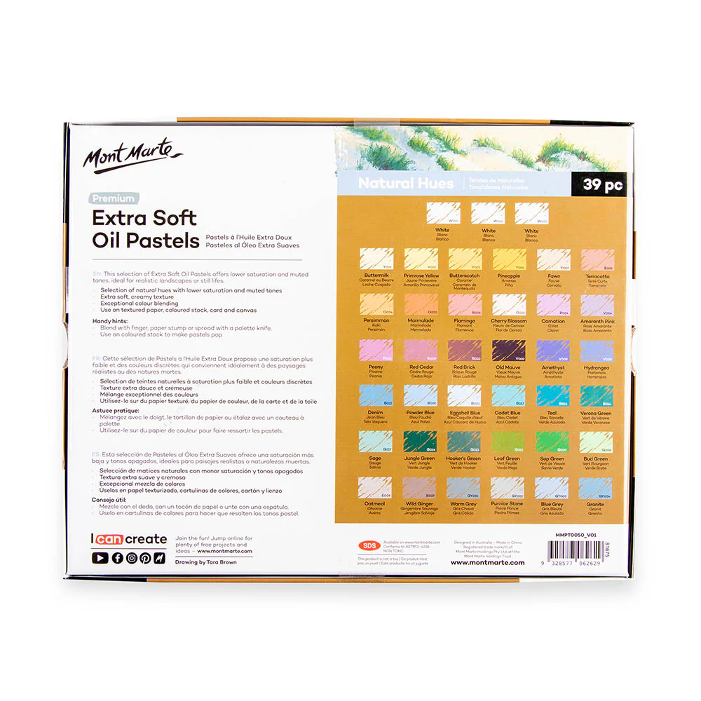 Mont Marte Extra Soft Oil Pastels Natural Hue 39pc image 2