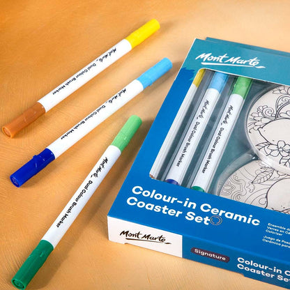 Mont Marte Colour-In Ceramic Coaster Set 7pc