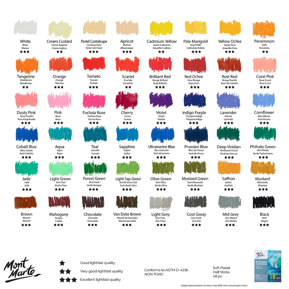 Mont Marte Soft Pastel Half Sticks 48pc