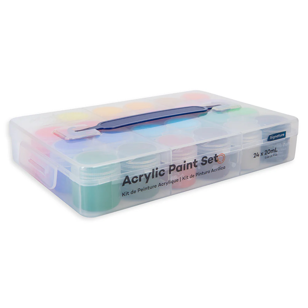 Mont Marte Acrylic Colour Paint Set 24pc x 20ml - Clear Case