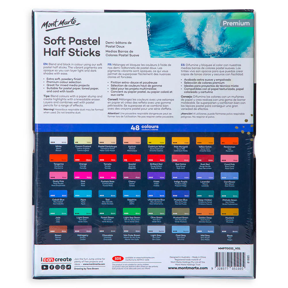 Mont Marte Soft Pastel Half Sticks 48pc