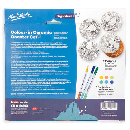 Mont Marte Colour-In Ceramic Coaster Set 7pc