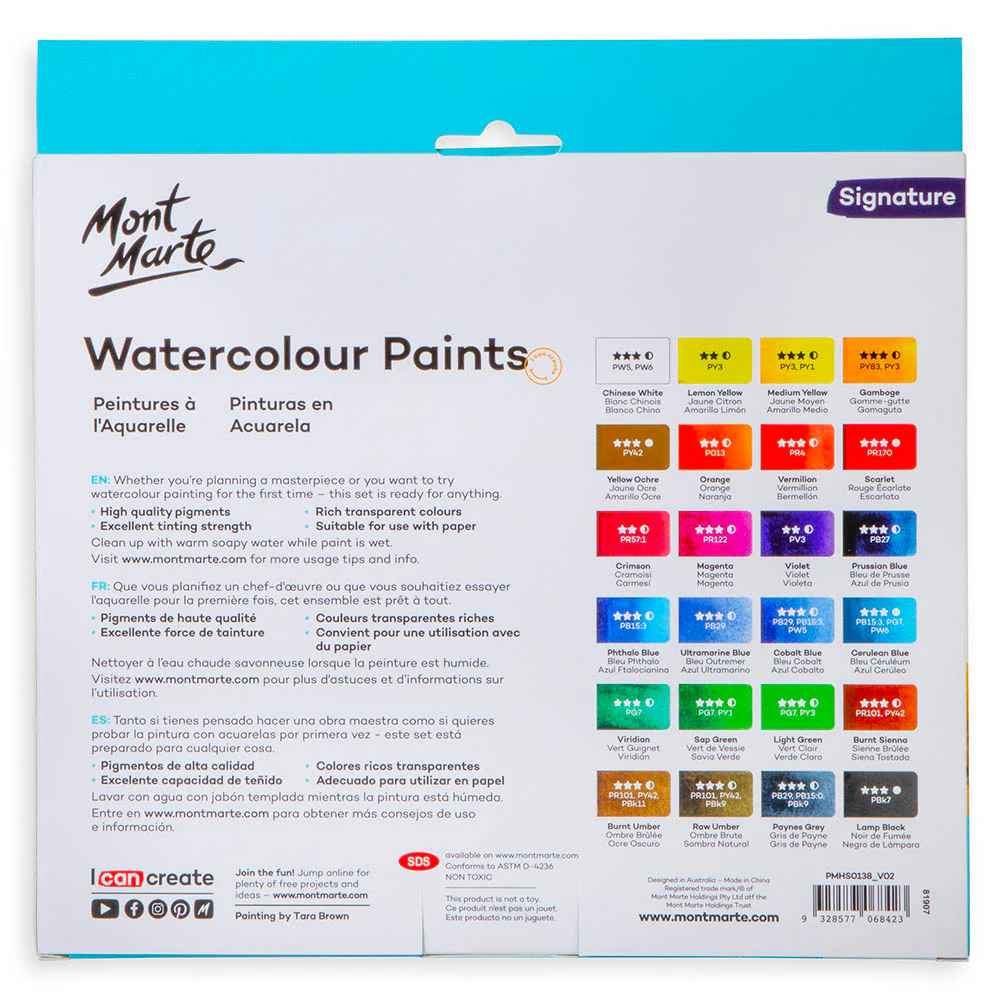 Mont Marte Watercolour Paint Set 24pc x 12ml