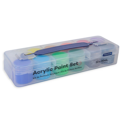 Mont Marte Acrylic Colour Paint Set 12pc x 20ml - Clear Case