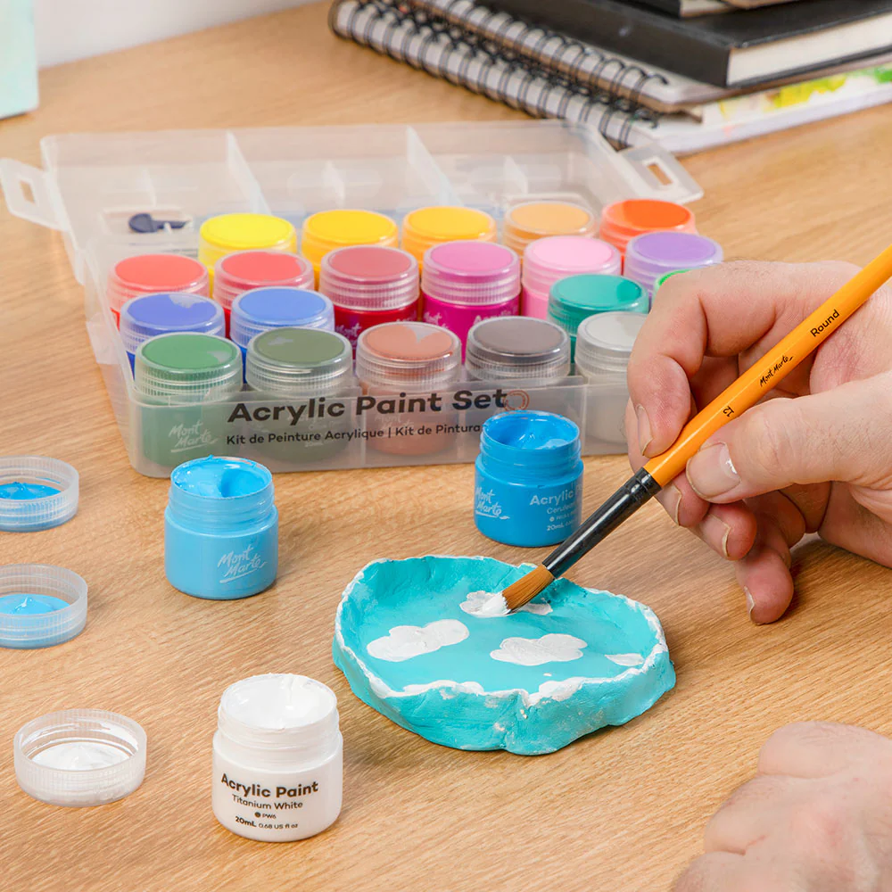 Mont Marte Acrylic Colour Paint Set 24pc x 20ml - Clear Case