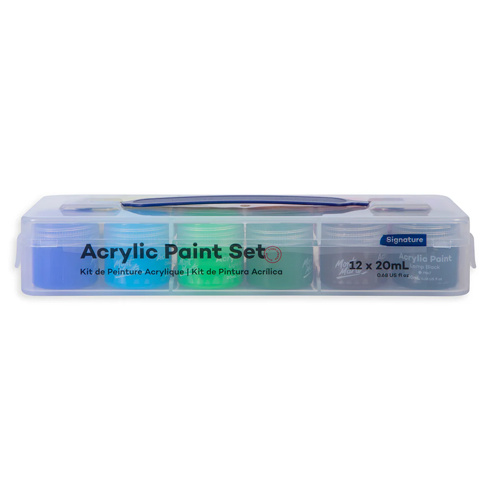 Mont Marte Acrylic Colour Paint Set 12pc x 20ml - Clear Case