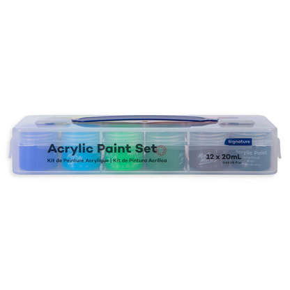 Mont Marte Acrylic Colour Paint Set 12pc x 20ml - Clear Case