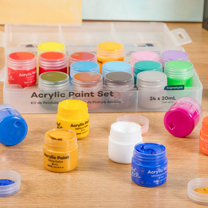 Mont Marte Acrylic Colour Paint Set 24pc x 20ml - Clear Case