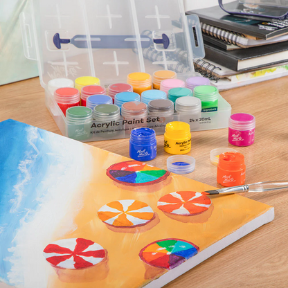 Mont Marte Acrylic Colour Paint Set 24pc x 20ml - Clear Case