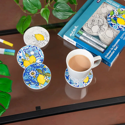 Mont Marte Colour-In Ceramic Coaster Set 7pc