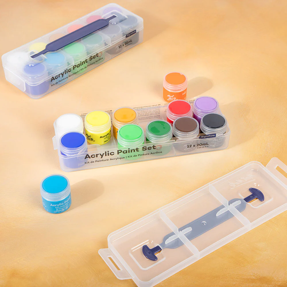 Mont Marte Acrylic Colour Paint Set 12pc x 20ml - Clear Case