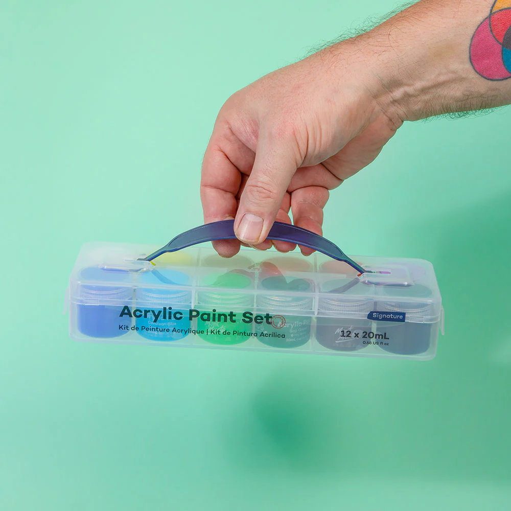 Mont Marte Acrylic Colour Paint Set 12pc x 20ml - Clear Case