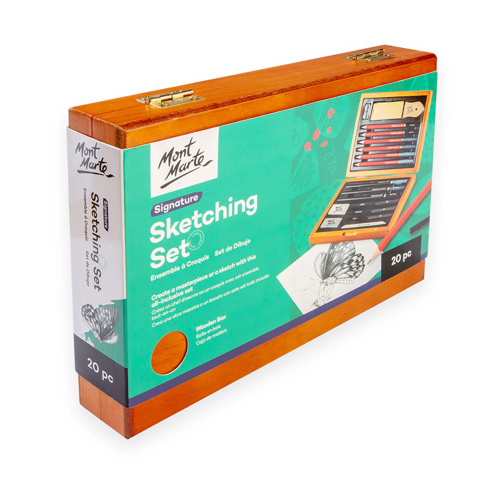 Mont Marte Sketching Set in Wood Box 21pce