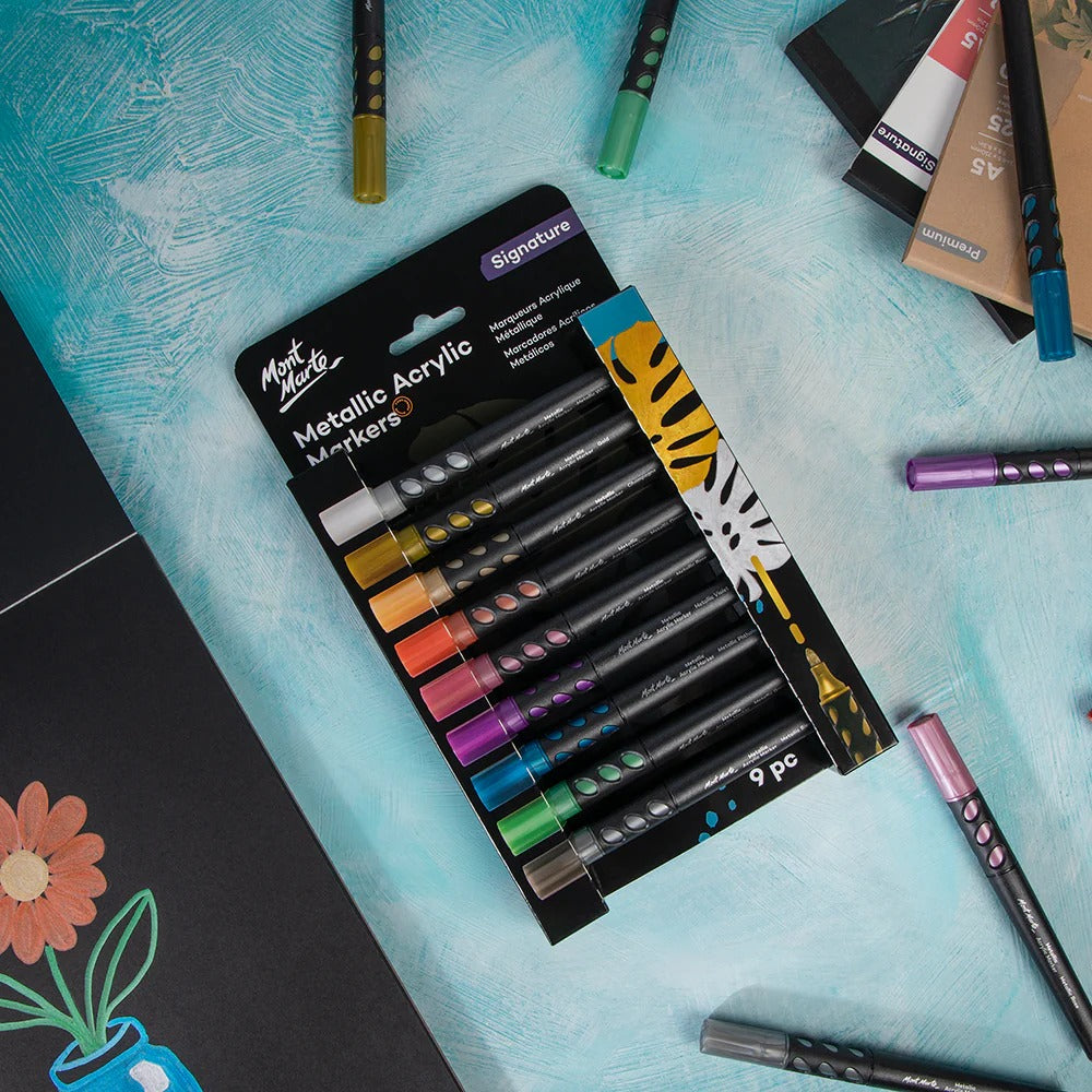 Mont Marte Metallic Acrylic Markers 9pc