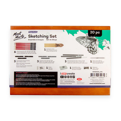 Mont Marte Sketching Set in Wood Box 21pce