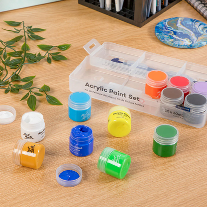 Mont Marte Acrylic Colour Paint Set 12pc x 20ml - Clear Case