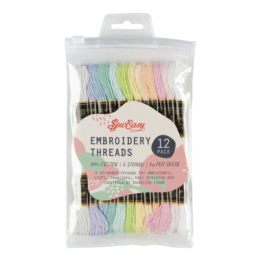 Sew Easy Embroidery Threads 8m x 12 Skein - Pastel