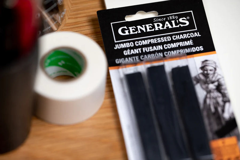 Generals Jumbo Compressed Charcoal Pack of 3 Grades