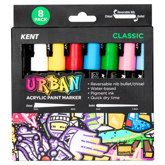 Kent Urban Acrylic Paint Marker 6mm Pk 8 - Classic