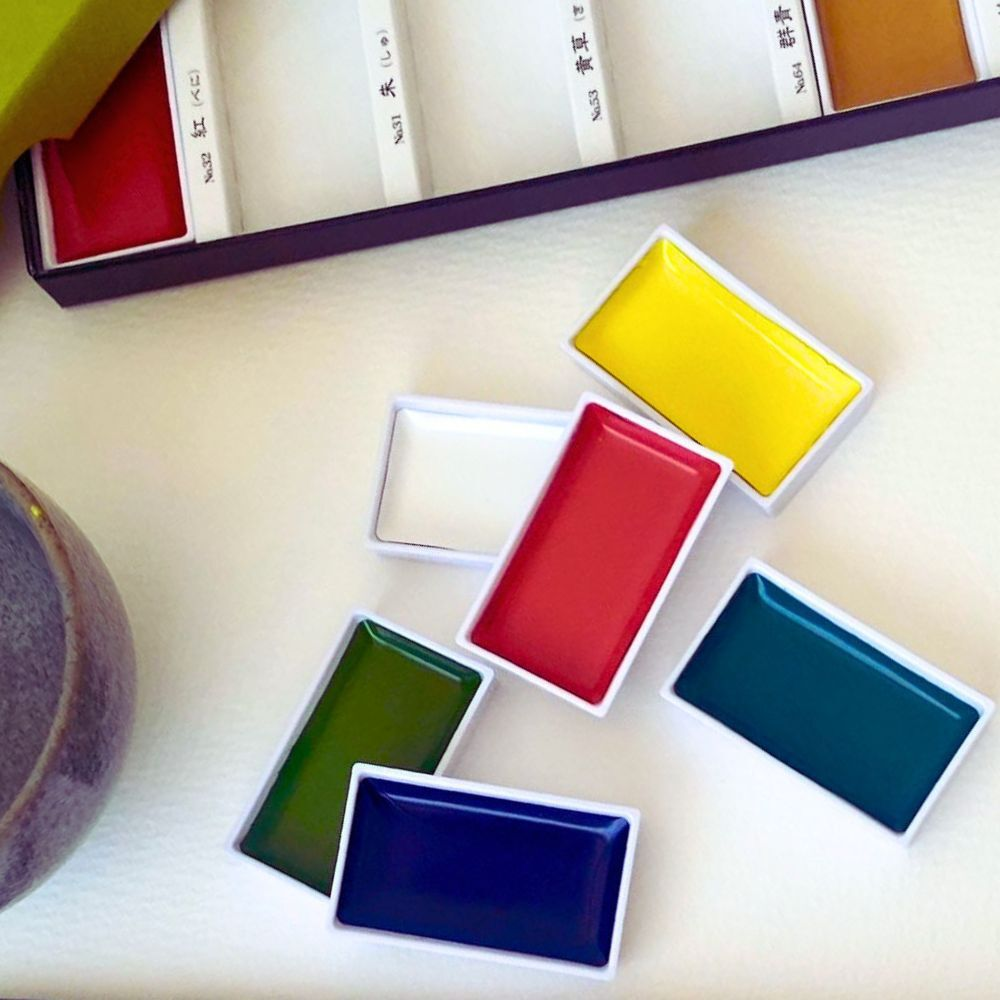 Kuretake Gansai Tambi Watercolour Set 12 Colours - Palette 1 image 4