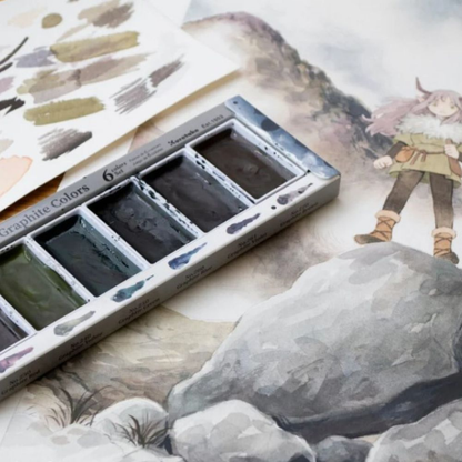 Kuretake Gansai Tambi Watercolours - 6 x Graphite Colours image 4