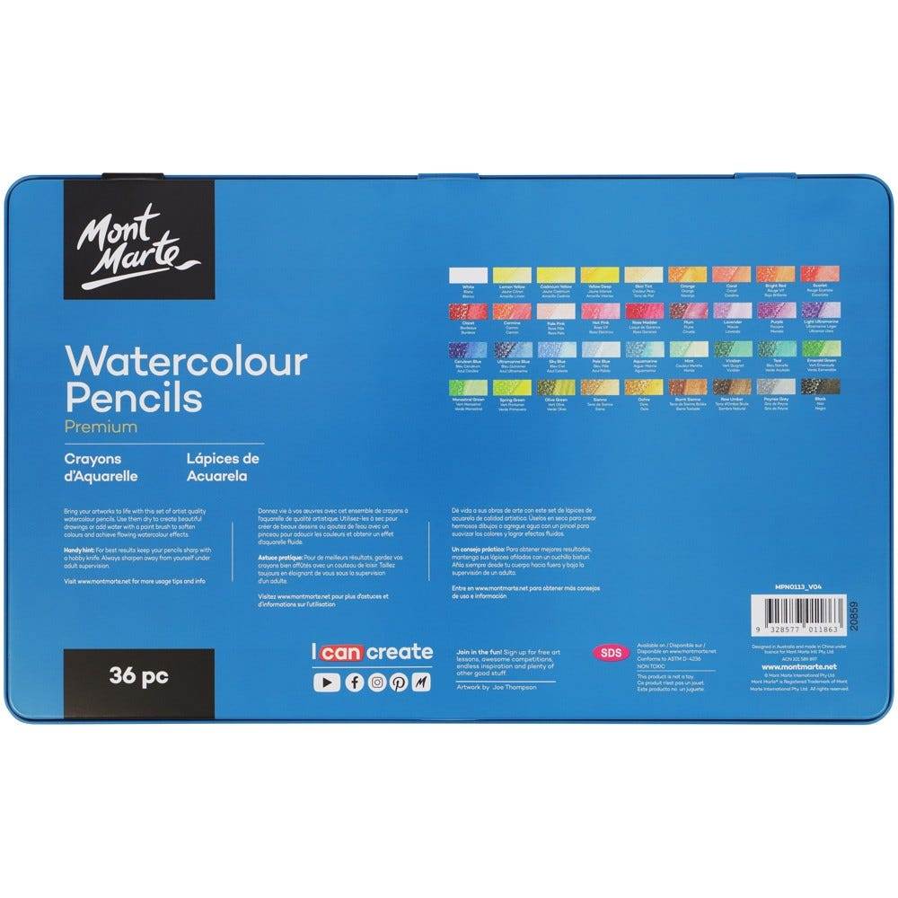 Mont Marte Watercolour Pencils Tin of 36 image 6