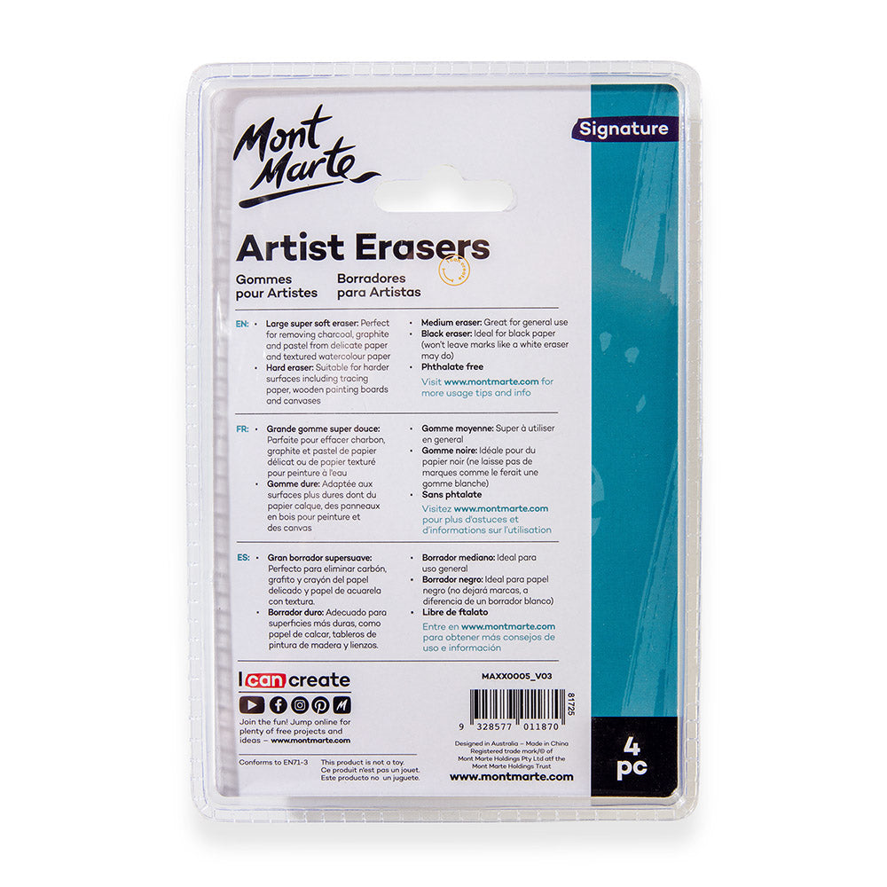 Mont Marte Artists Eraser Pack 4pce image 11