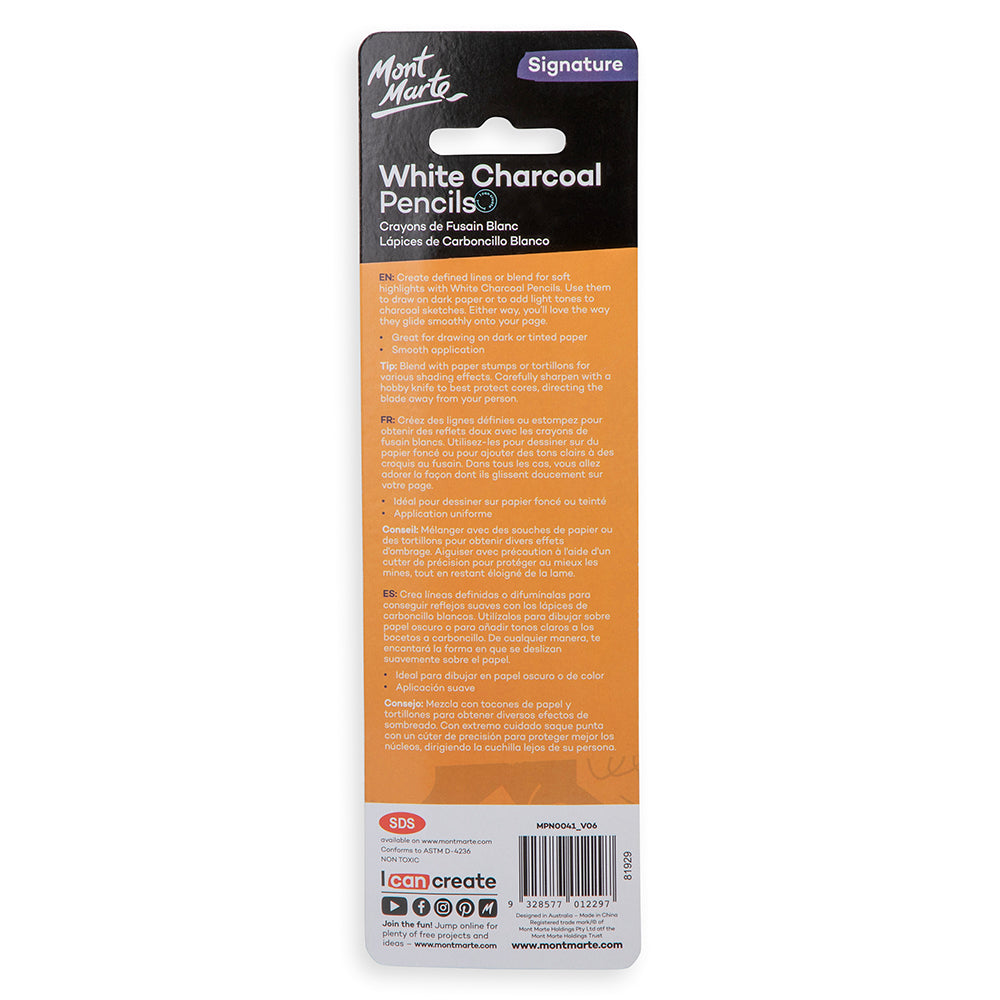 Mont Marte White Charcoal Pencils 3 pce image 8