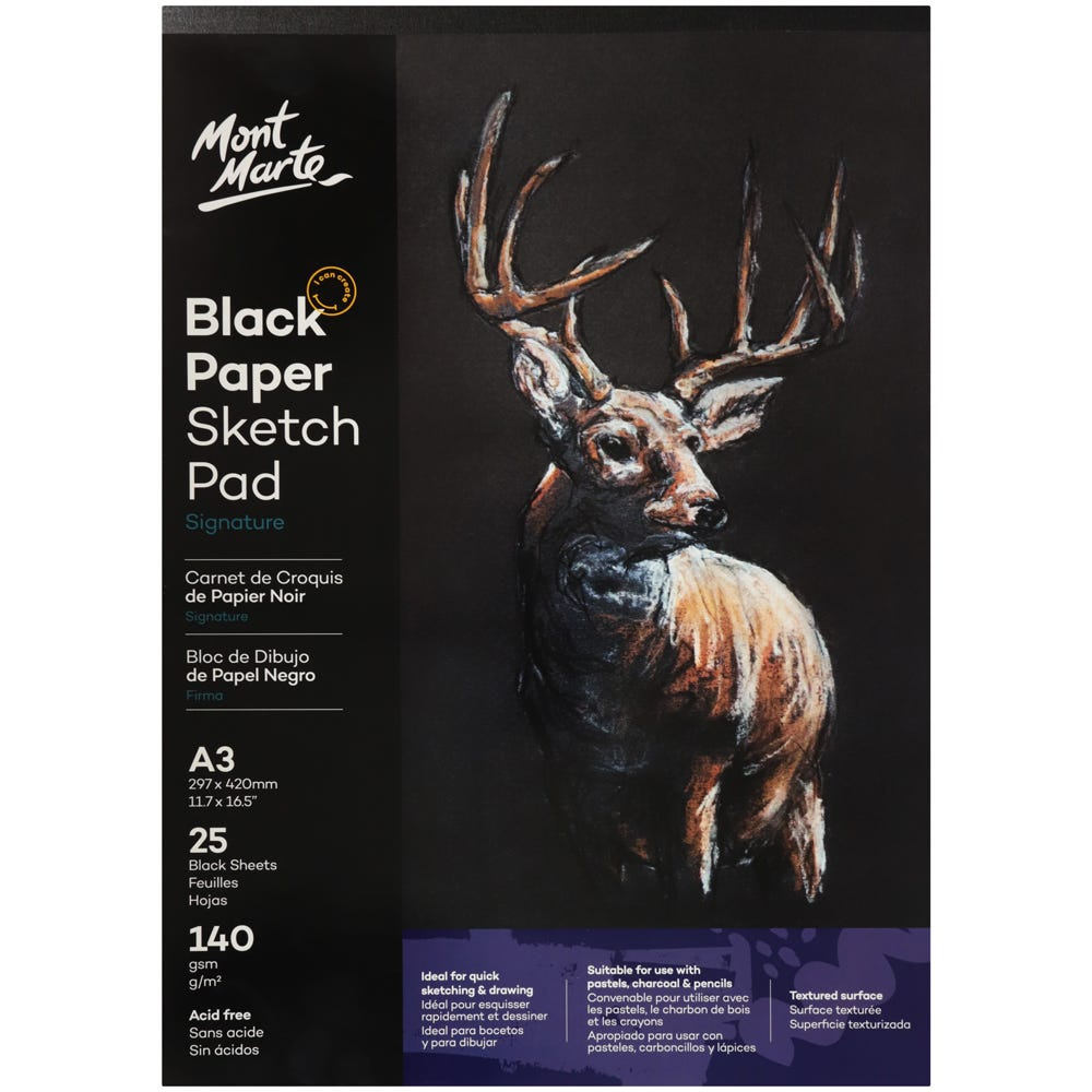 Mont Marte Black Paper Sketch Pad 25 sheet 140gsm image 7