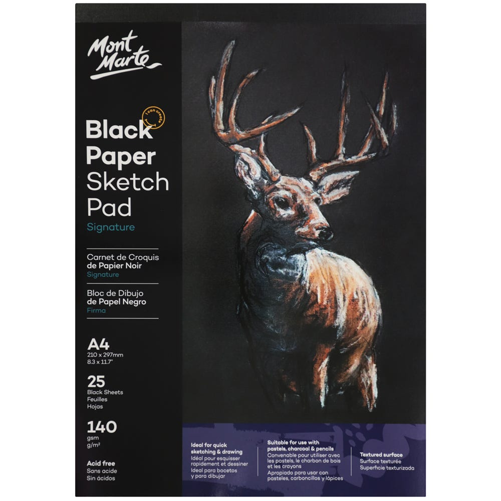 Mont Marte Black Paper Sketch Pad 25 sheet 140gsm image 11