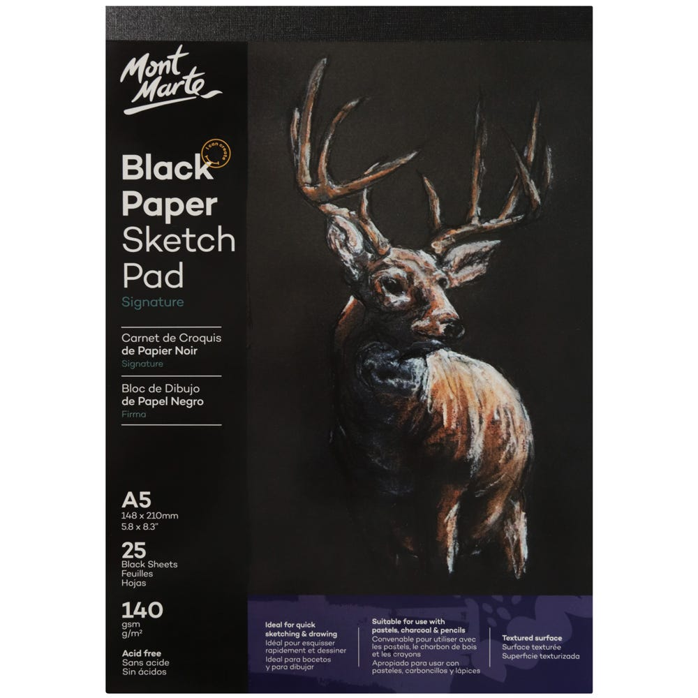 Mont Marte Black Paper Sketch Pad 25 sheet 140gsm image 12