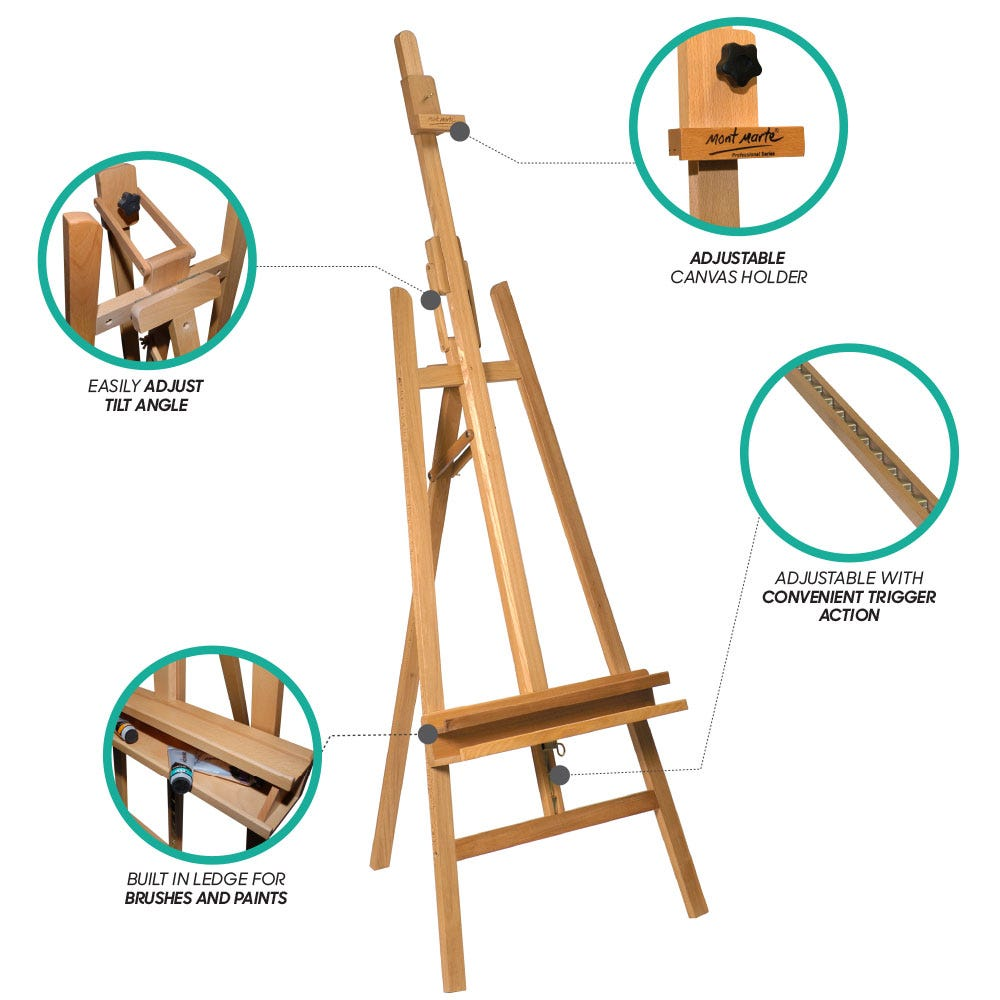Mont Marte Floor Easel with Tilt Beech Wood image 7