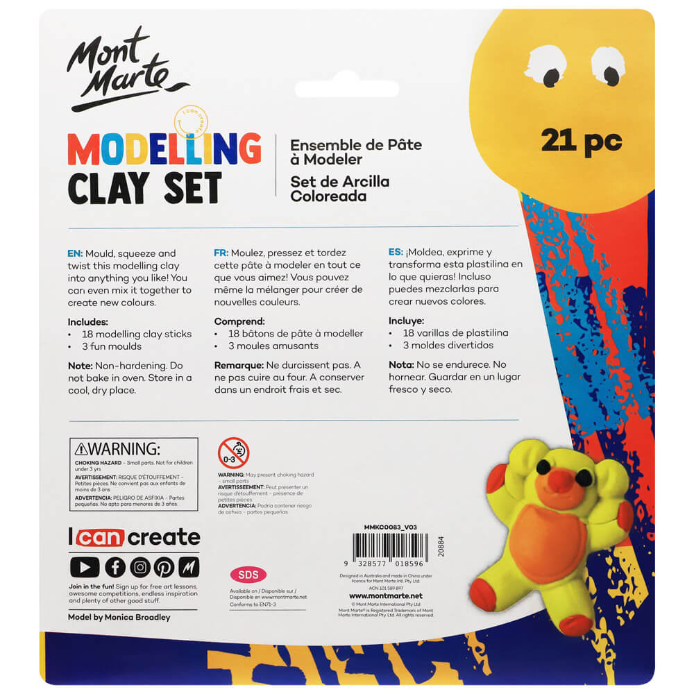 Mont Marte Kids Colour Modelling Clay Set w/Moulds 21pce image 3