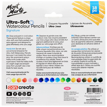Mont Marte Ultra-Soft Watercolour Pencils 18pce image 3