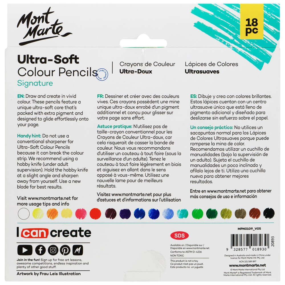 Mont Marte Ultra-Soft Colour Pencils 18pce image 4