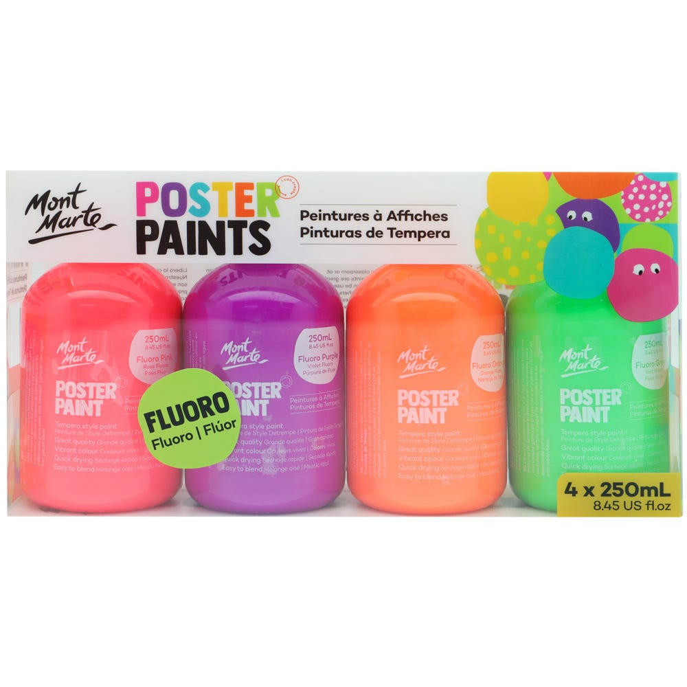 Mont Marte Kids Poster Paint 250ml 4pce - Fluro image 4